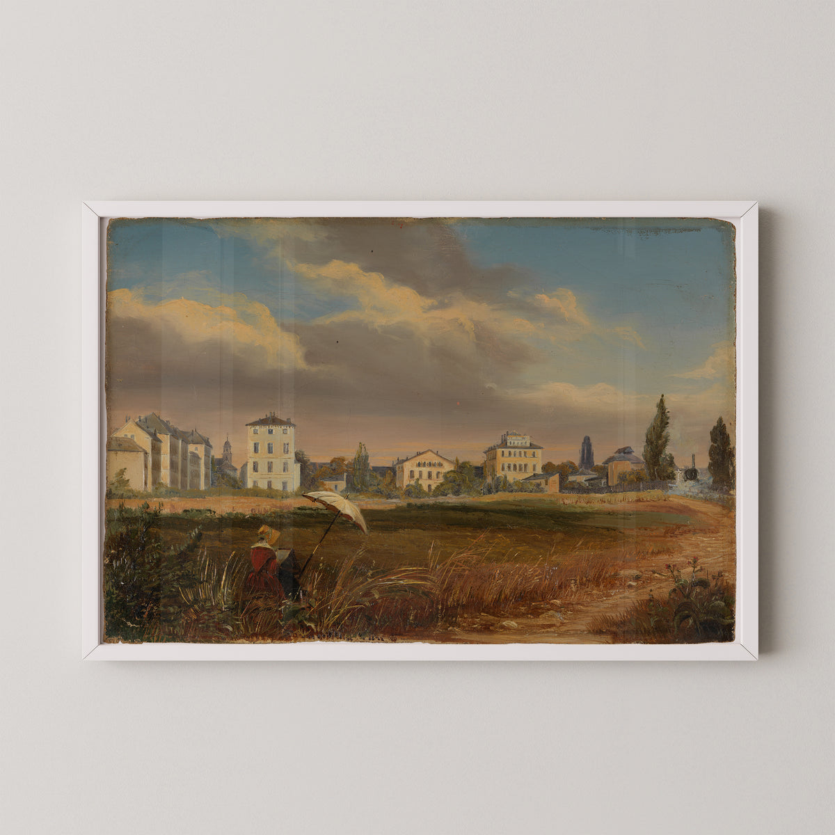 Plein Air Painter at the Outskirts of the City by Unknown author Unknown author, art print in a white frame