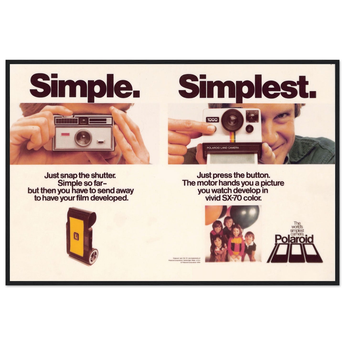 Photography wall art featuring the iconic Polaroid SX-70 camera, blending mid-century design with timeless creative flair.