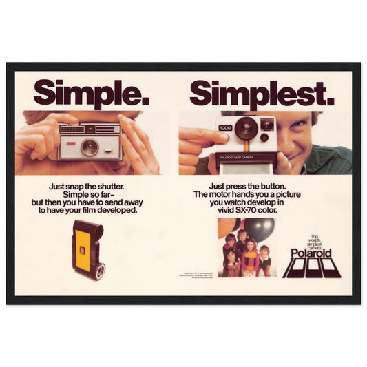 Stylish Polaroid SX-70 poster featuring retro instant camera artwork. Perfect for photography lovers, vintage decor enthusiasts, and collectors.