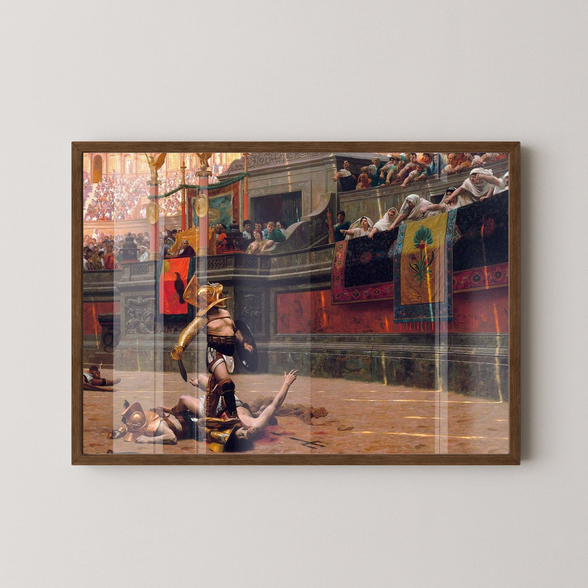 Pollice Verso – Jean-Léon Gérôme Gladiator Poster – dark wood frame mockup