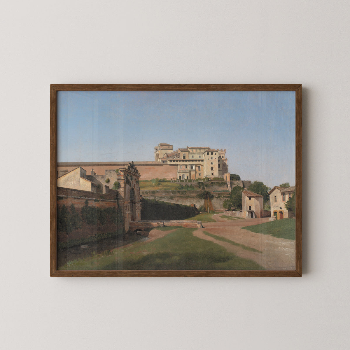 Porta Angelica og en del af Vatikanet by C.W. Eckersberg, art print in a dark wood frame