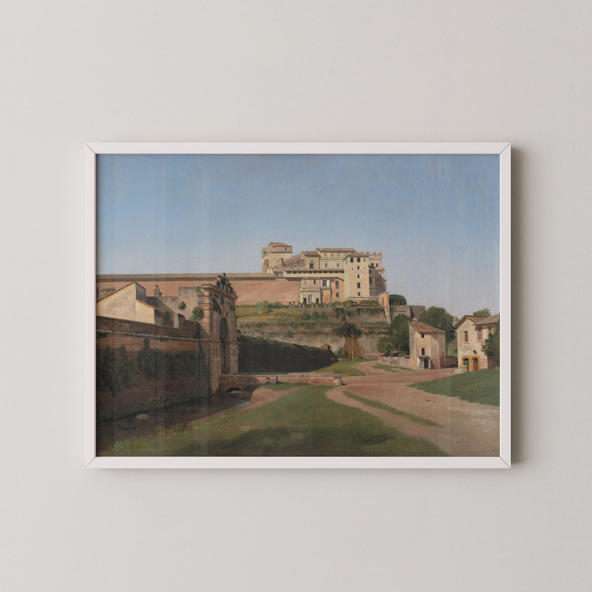 Porta Angelica og en del af Vatikanet by C.W. Eckersberg, art print in a white frame