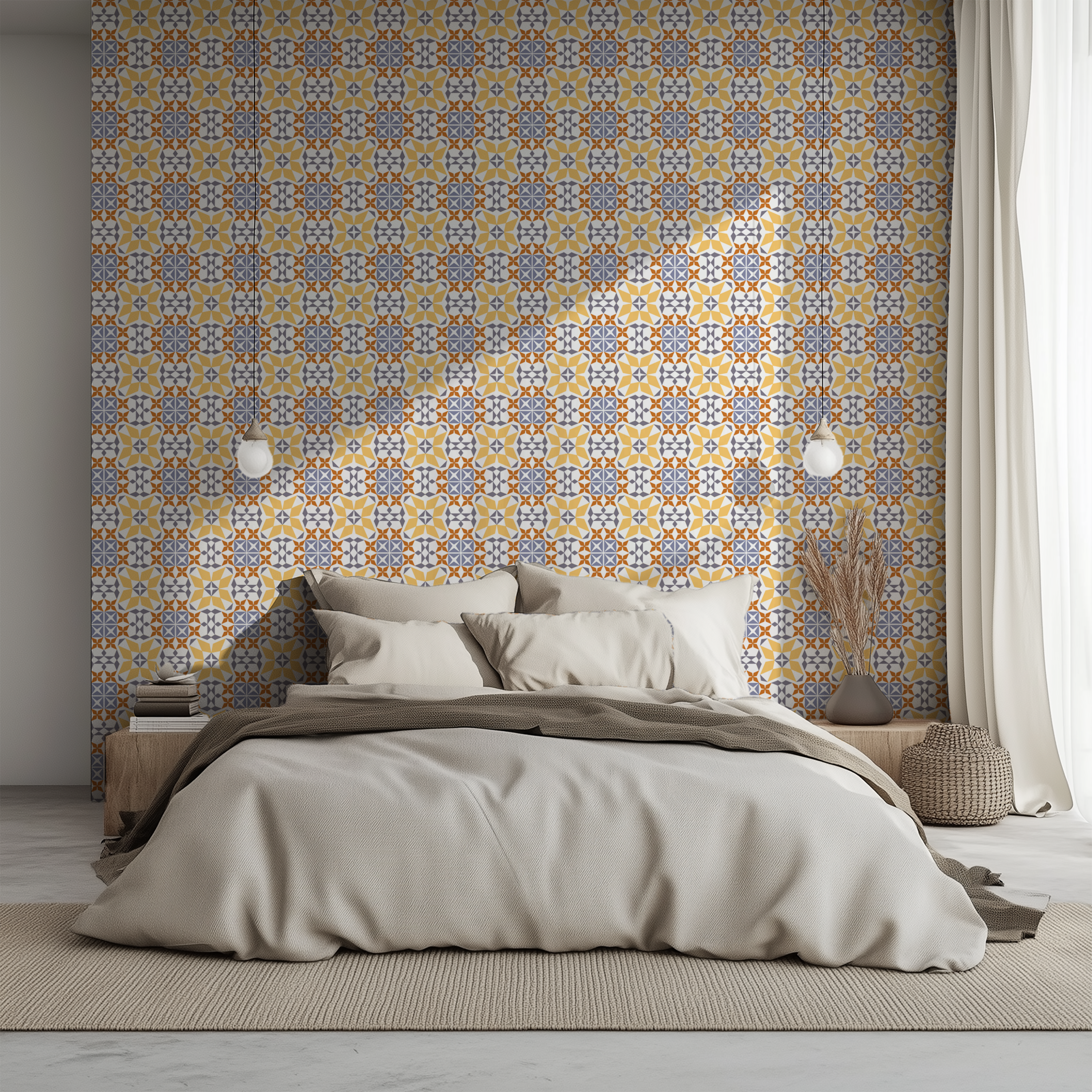 Portuguese azulejo wallpaper, tile pattern wallpaper, Mediterranean wall decor, Moroccan inspired wallpaper, luxury wallpaper, peel and stick wallpaper