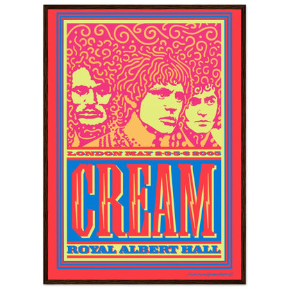 Psychedelic music poster of Cream featuring vivid neon artwork and 1960s concert poster aesthetic — collectible rock wall art.