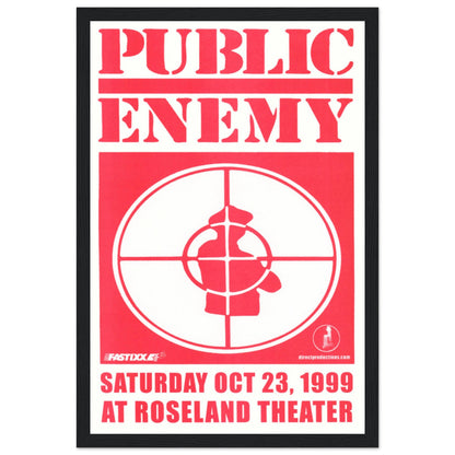 Own a piece of hip-hop history with this Public Enemy 1999 concert poster, featuring the legendary rap group that revolutionized the genre. Known for their politically charged lyrics and powerful beats, Public Enemy remains one of the most influential acts in hip-hop. This vintage concert poster is a must-have for rap fans, hip-hop collectors, and lovers of 90s music memorabilia. Perfect for decorating a music room, studio, or office, this Public Enemy poster captures the energy and legacy of one of hip-hop