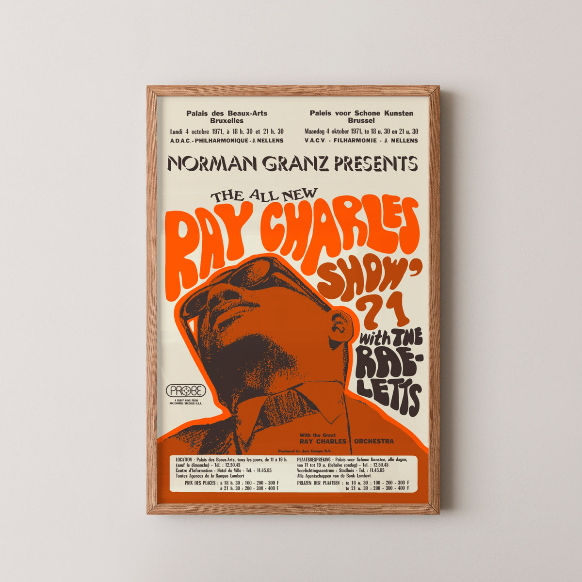 ray charles concert poster – wood frame mockup