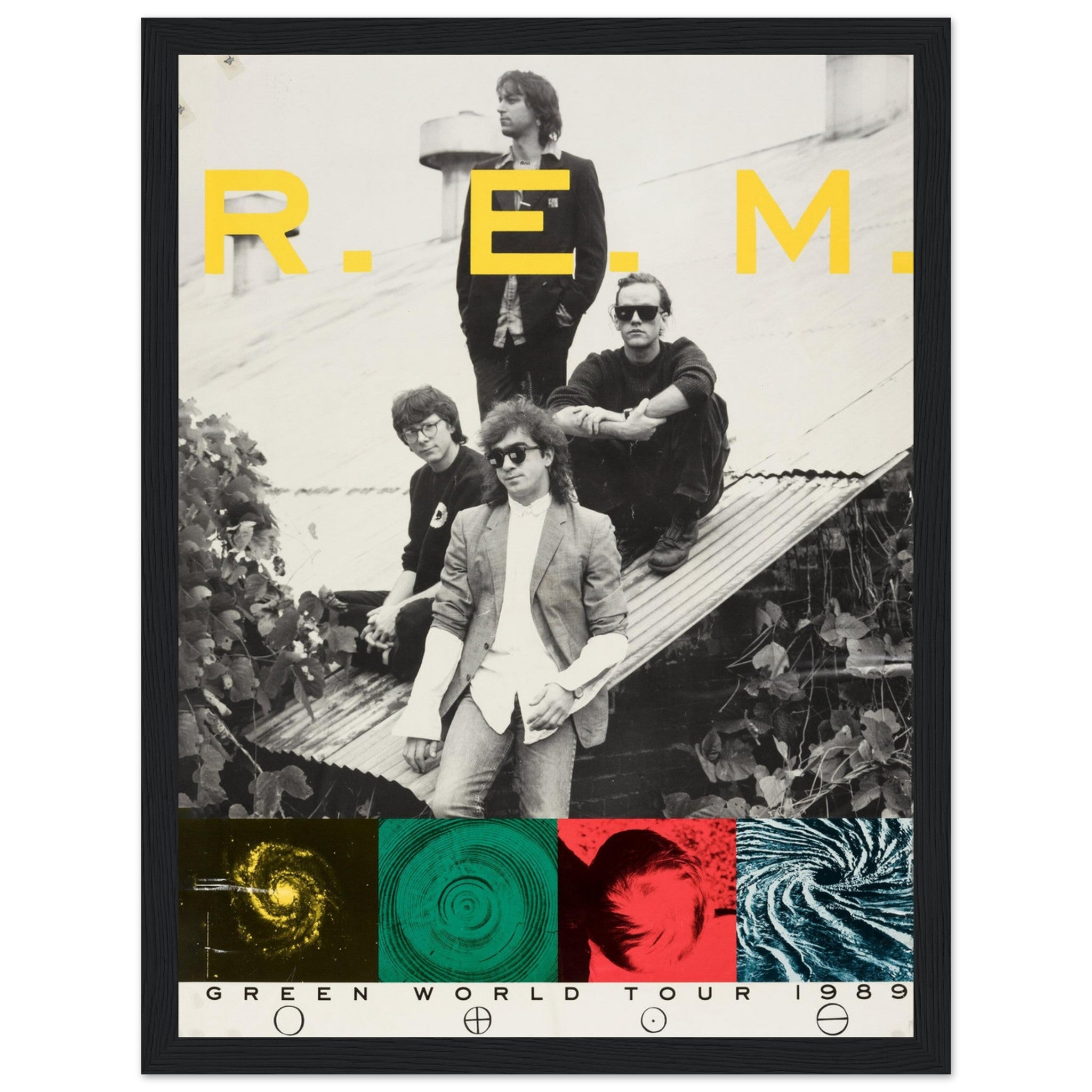 Iconic R.E.M. Green World Tour concert poster, celebrating the legendary band's tour. A must-have for collectors & rock music fans. Shop now!
