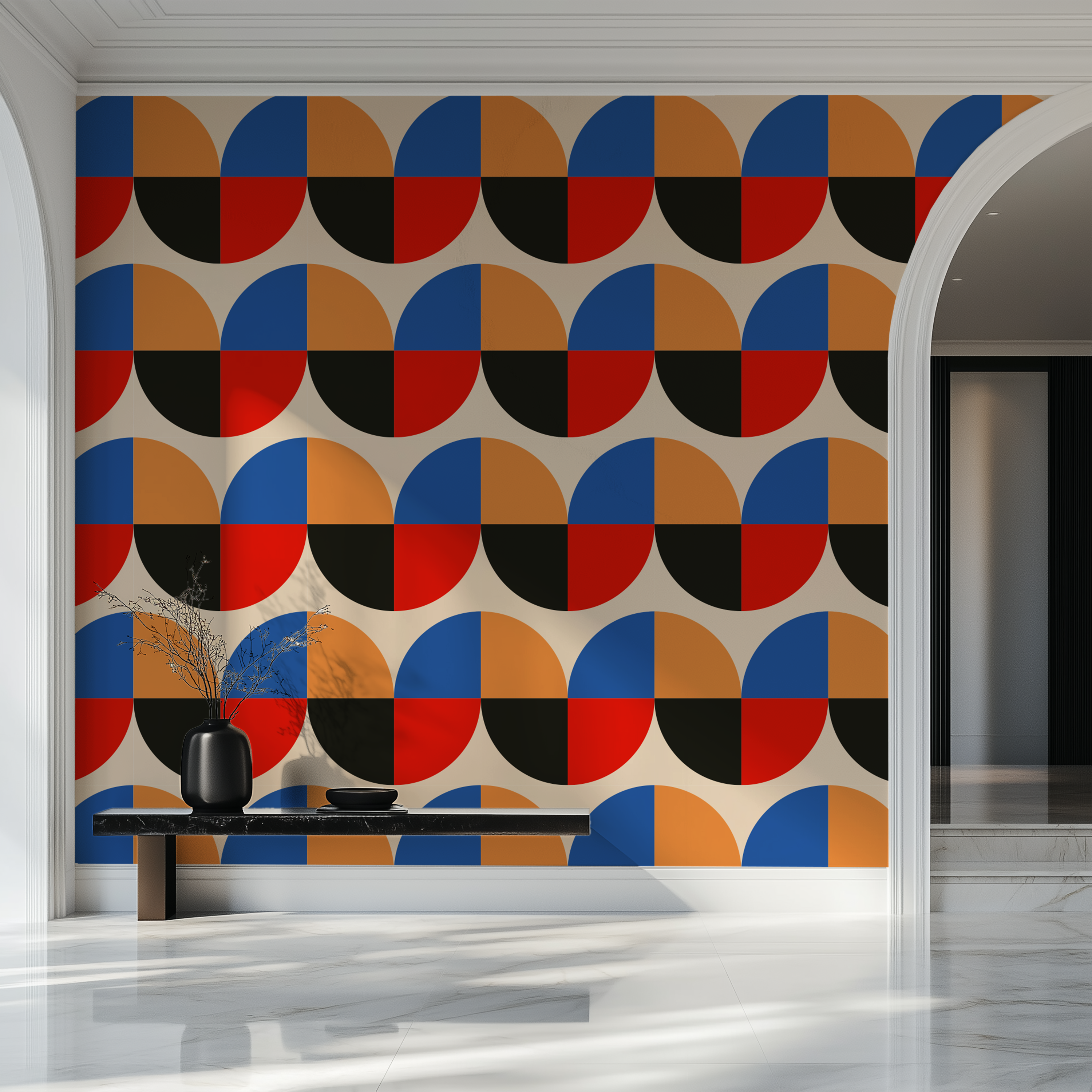 retro wallpaper, geometric pattern wallpaper, abstract geometric wallpaper, mid century modern wallpaper, peel and stick wallpaper, non woven wallpaper