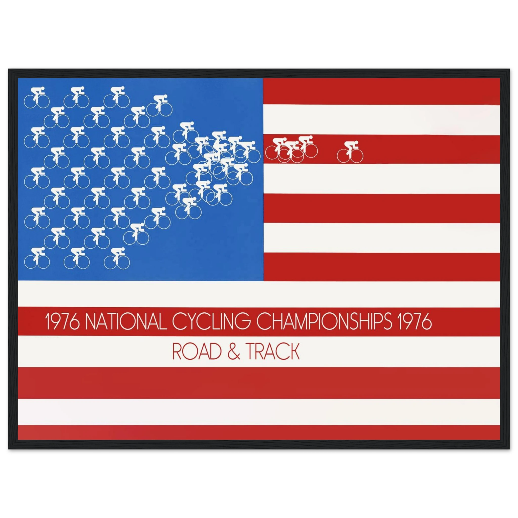 Retro American sports art print of the 1976 National Cycling Championship, perfect wall decor for cyclists, collectors, and vintage enthusiasts.