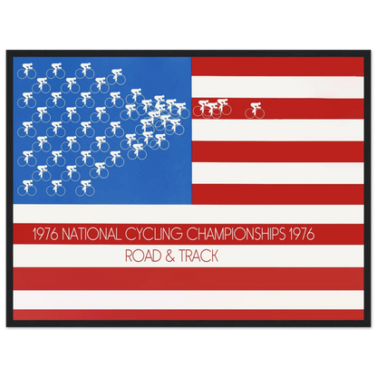 Retro American sports art print of the 1976 National Cycling Championship, perfect wall decor for cyclists, collectors, and vintage enthusiasts.