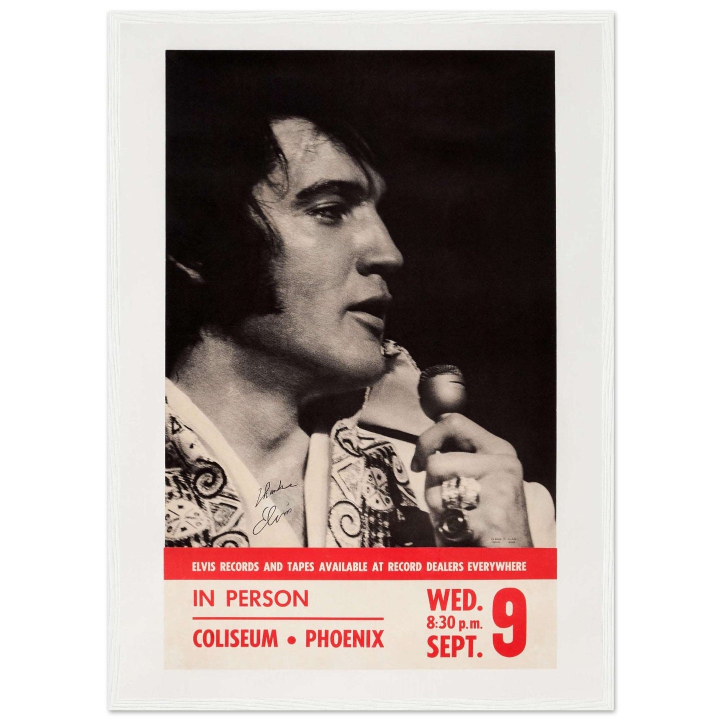 Classic Elvis Presley concert artwork promoting a Phoenix performance