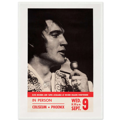 Classic Elvis Presley concert artwork promoting a Phoenix performance