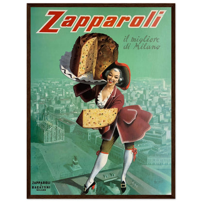 Retro Italy bakery poster showcasing Milanese panettone and classic 1950s Italian advertising style — ideal for kitchen or cafe deco