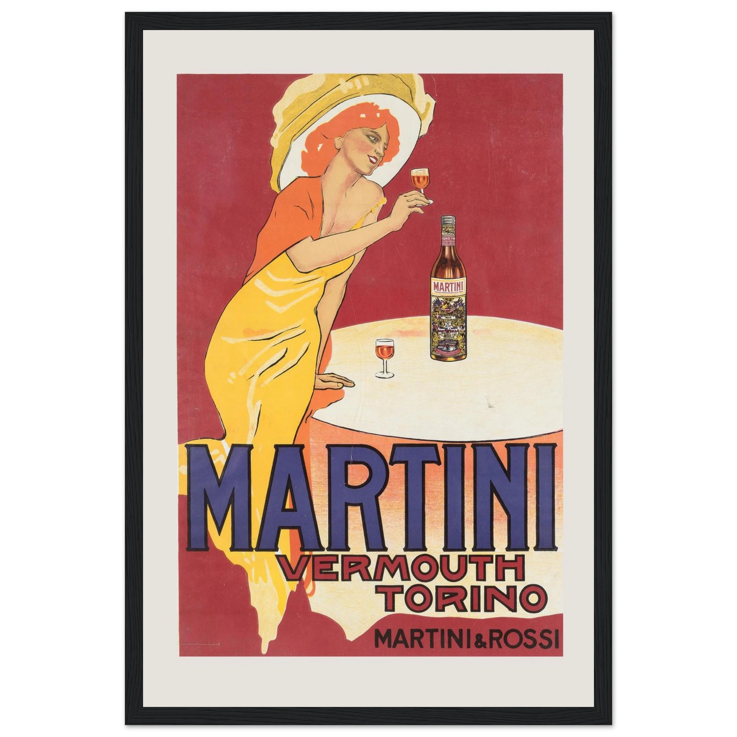 Step into the glamorous world of Italian aperitifs with this stunning Martini & Rossi Vermouth retro poster from Torino, Italy. Known worldwide for its iconic vermouth, Martini & Rossi has been a symbol of Italian sophistication since its founding in the 19th century. This vintage print beautifully captures the brand's classic elegance, blending vintage advertising style with a nod to Italy's rich drink heritage. Perfect for collectors of Italian advertising art, fans of vintage drink posters, and lovers of