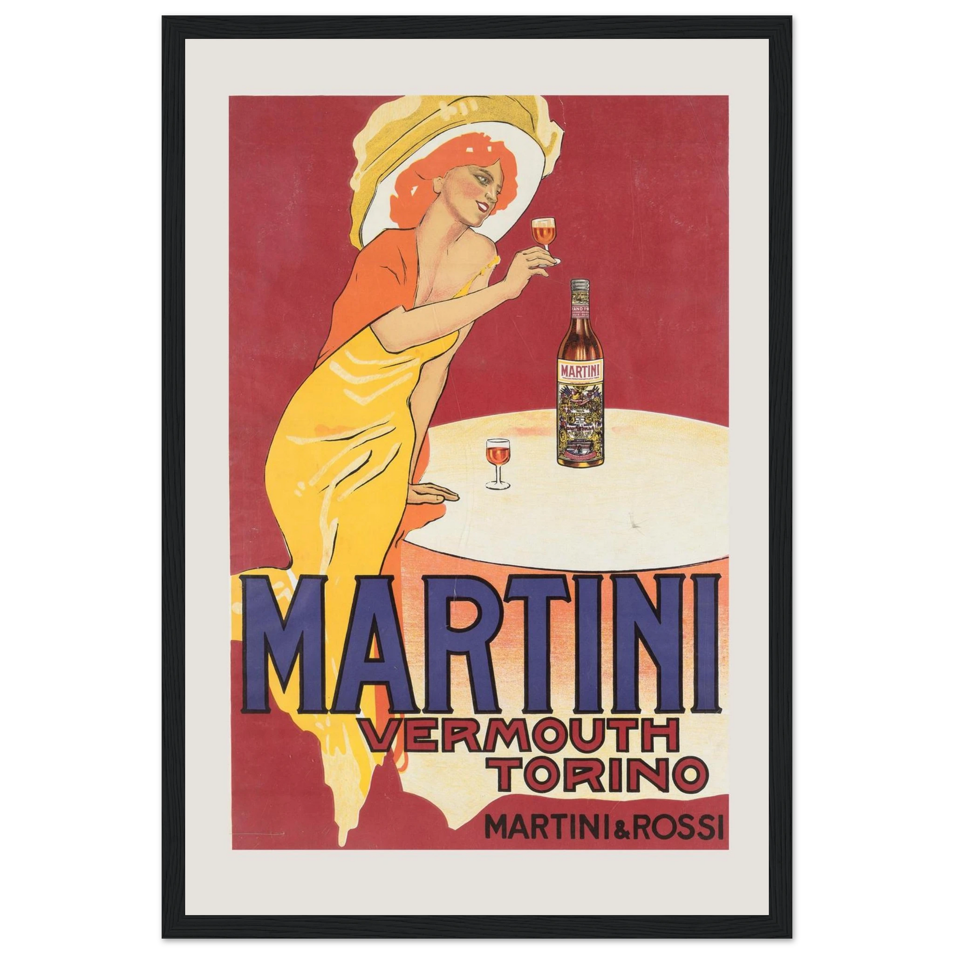 Step into the glamorous world of Italian aperitifs with this stunning Martini & Rossi Vermouth retro poster from Torino, Italy. Known worldwide for its iconic vermouth, Martini & Rossi has been a symbol of Italian sophistication since its founding in the 19th century. This vintage print beautifully captures the brand's classic elegance, blending vintage advertising style with a nod to Italy's rich drink heritage. Perfect for collectors of Italian advertising art, fans of vintage drink posters, and lovers of
