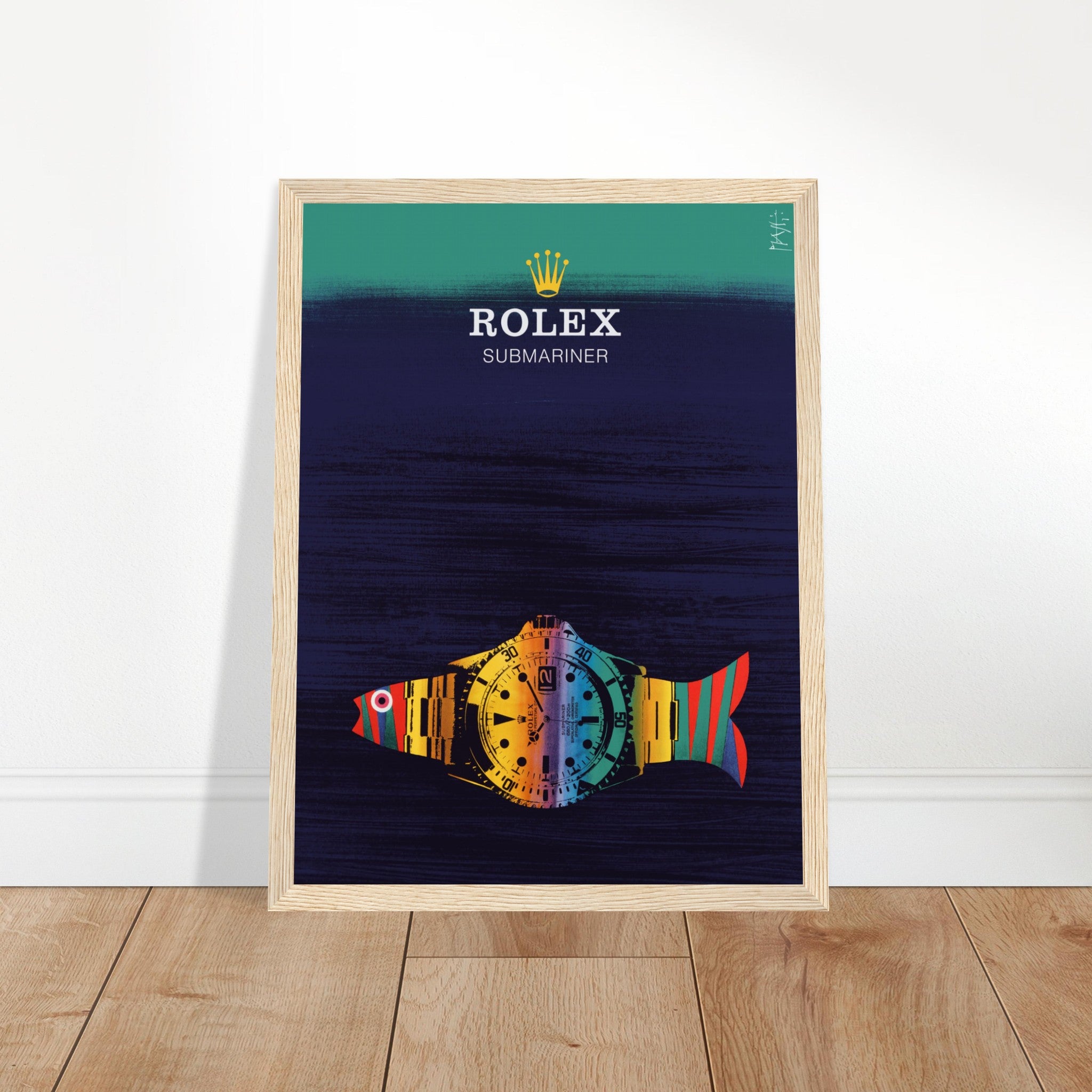 Celebrate the iconic design of the Rolex Submariner with this retro poster. A perfect addition for luxury watch enthusiasts and collectors. Get yours now!