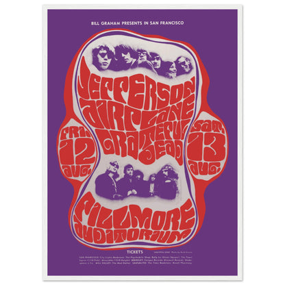 Retro San Francisco hippie-era rock poster with bold typography and vibrant design — inspired by 60s counterculture music art.