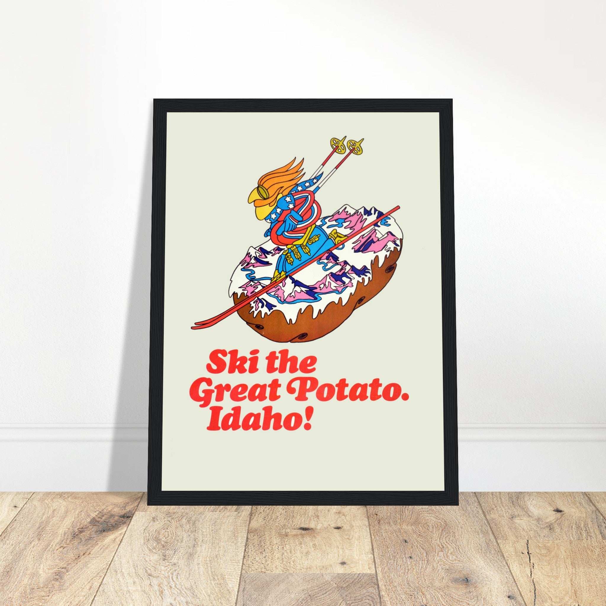 Explore the Great Potato Idaho with this vintage ski poster. A perfect addition to any winter lovers' collection. Shop now for this retro print!