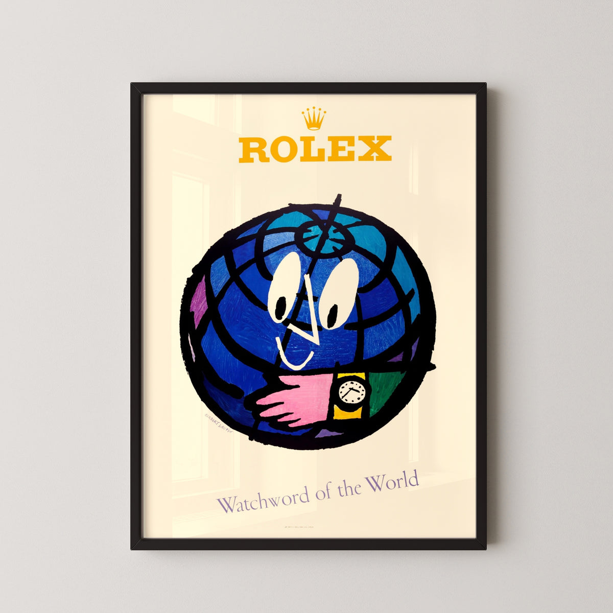 rolex marketing art poster – black frame mockup