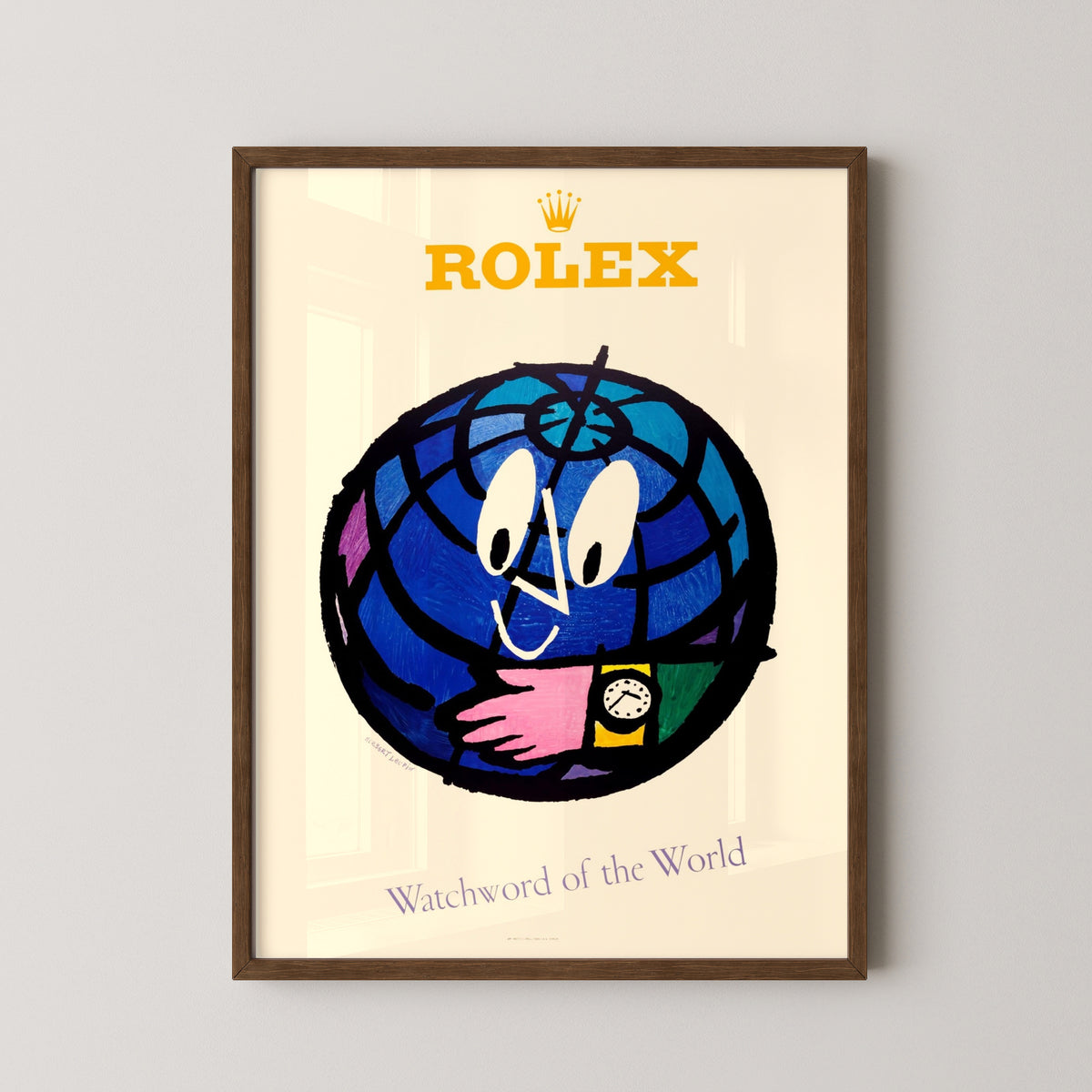 rolex marketing art poster – darkwood frame mockup