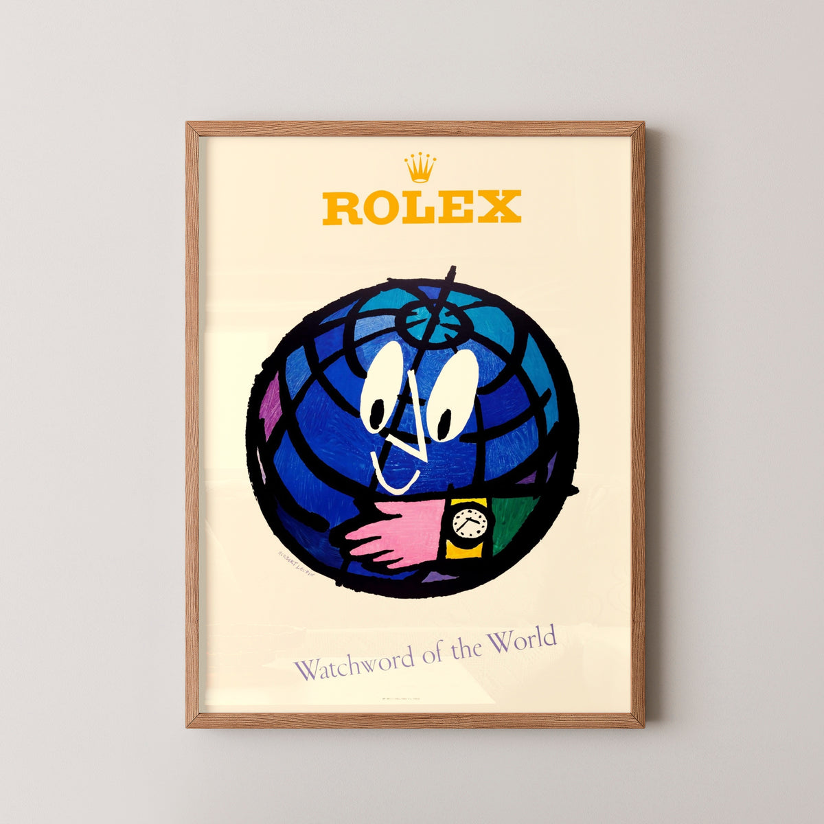 rolex marketing art poster – wood frame mockup