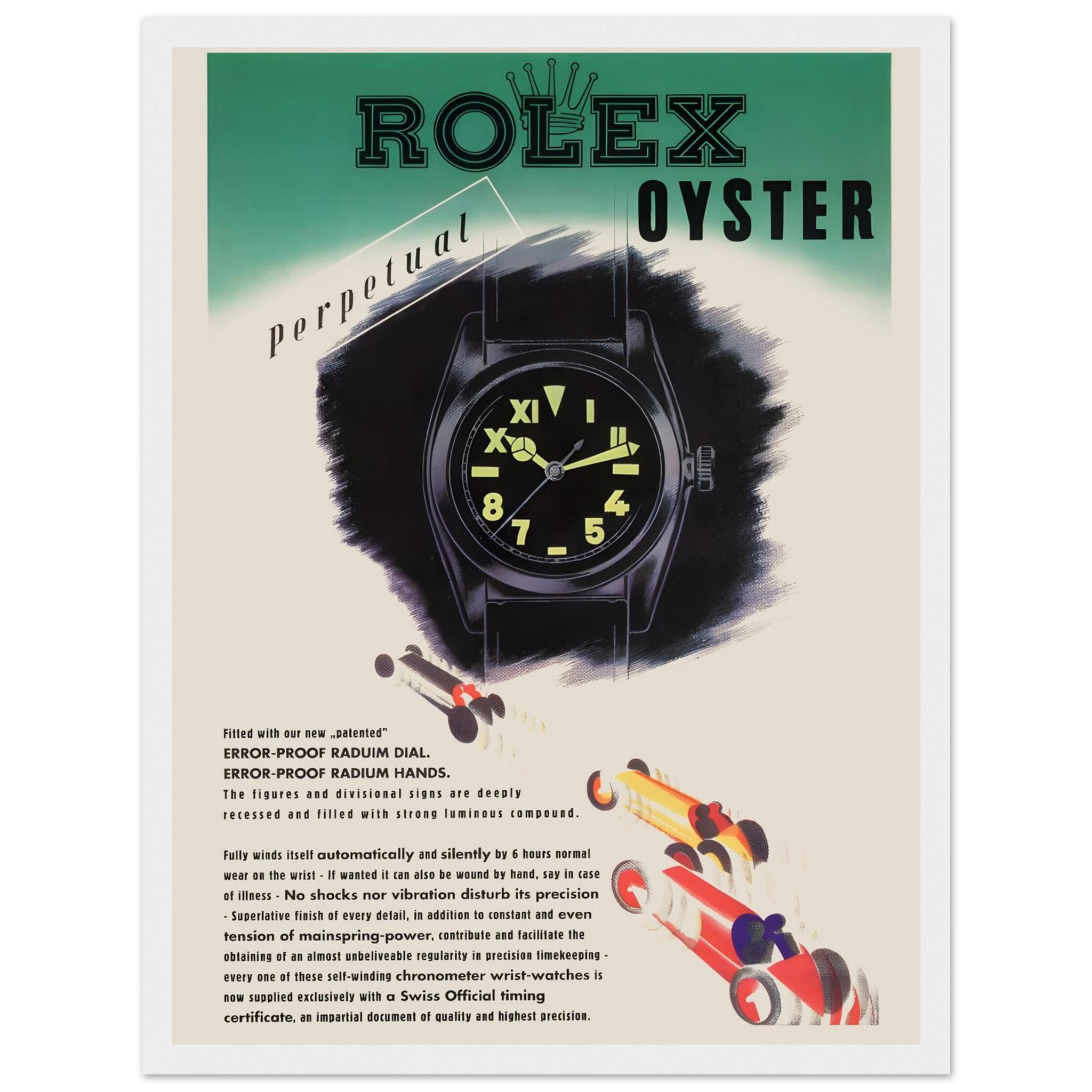 Luxury decor poster inspired by the Rolex Oyster Perpetual, a sophisticated art print for collectors, boutiques, or modern interiors.