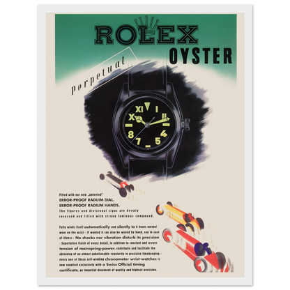 Luxury decor poster inspired by the Rolex Oyster Perpetual, a sophisticated art print for collectors, boutiques, or modern interiors.