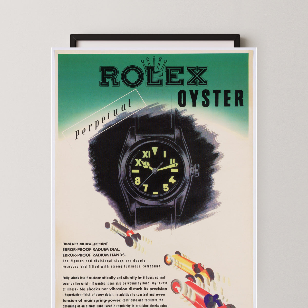 Rolex Oyster Perpetual Movement Poster – black frame mockup