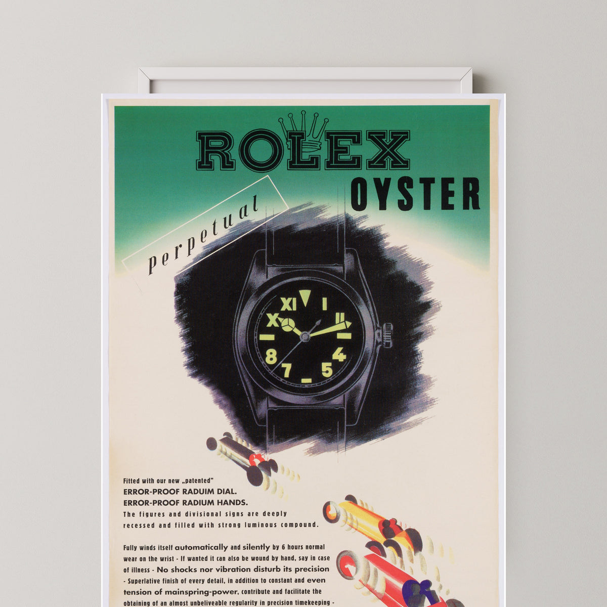 Rolex Oyster Perpetual Movement Poster – white frame mockup