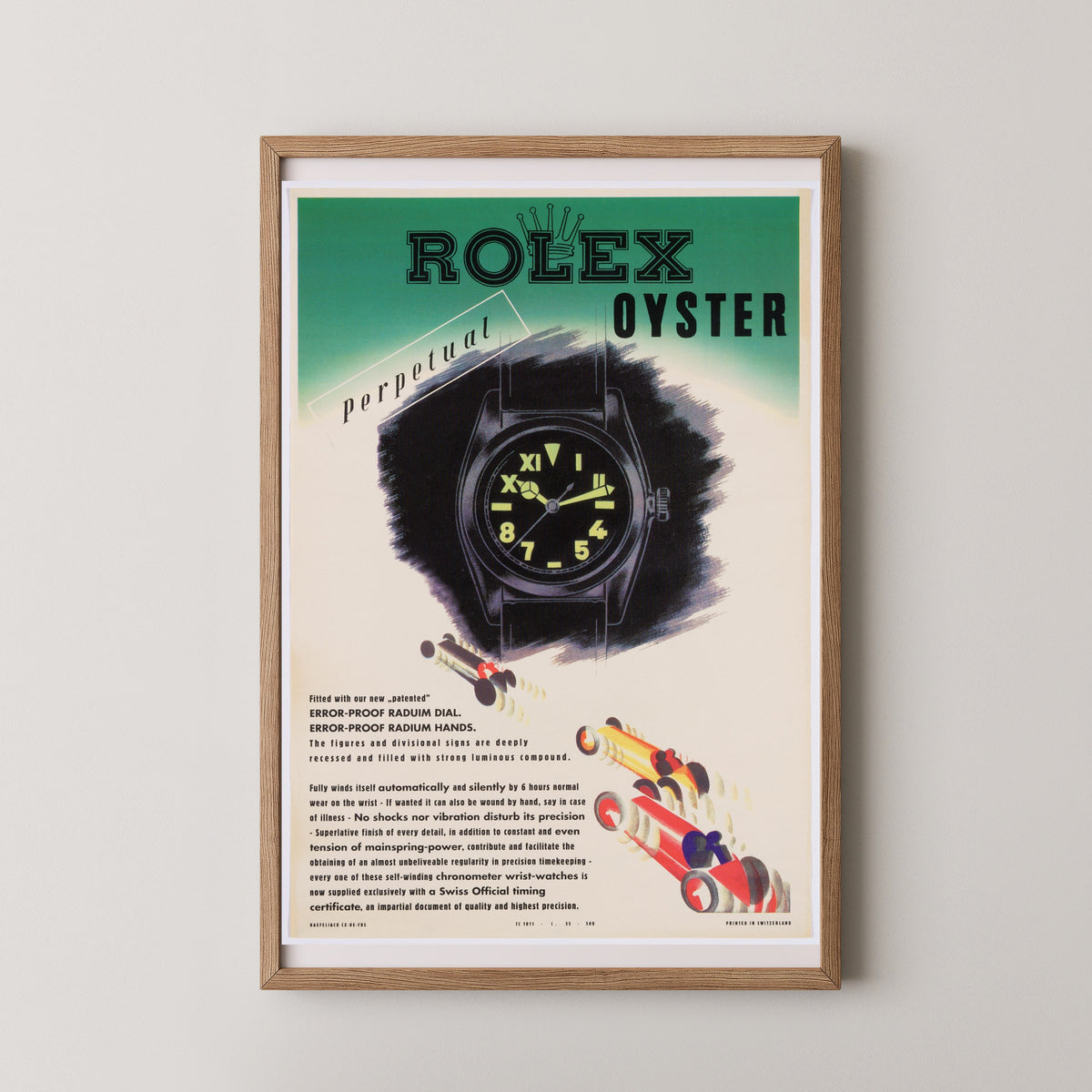 Rolex Oyster Perpetual Movement Poster – wood frame mockup