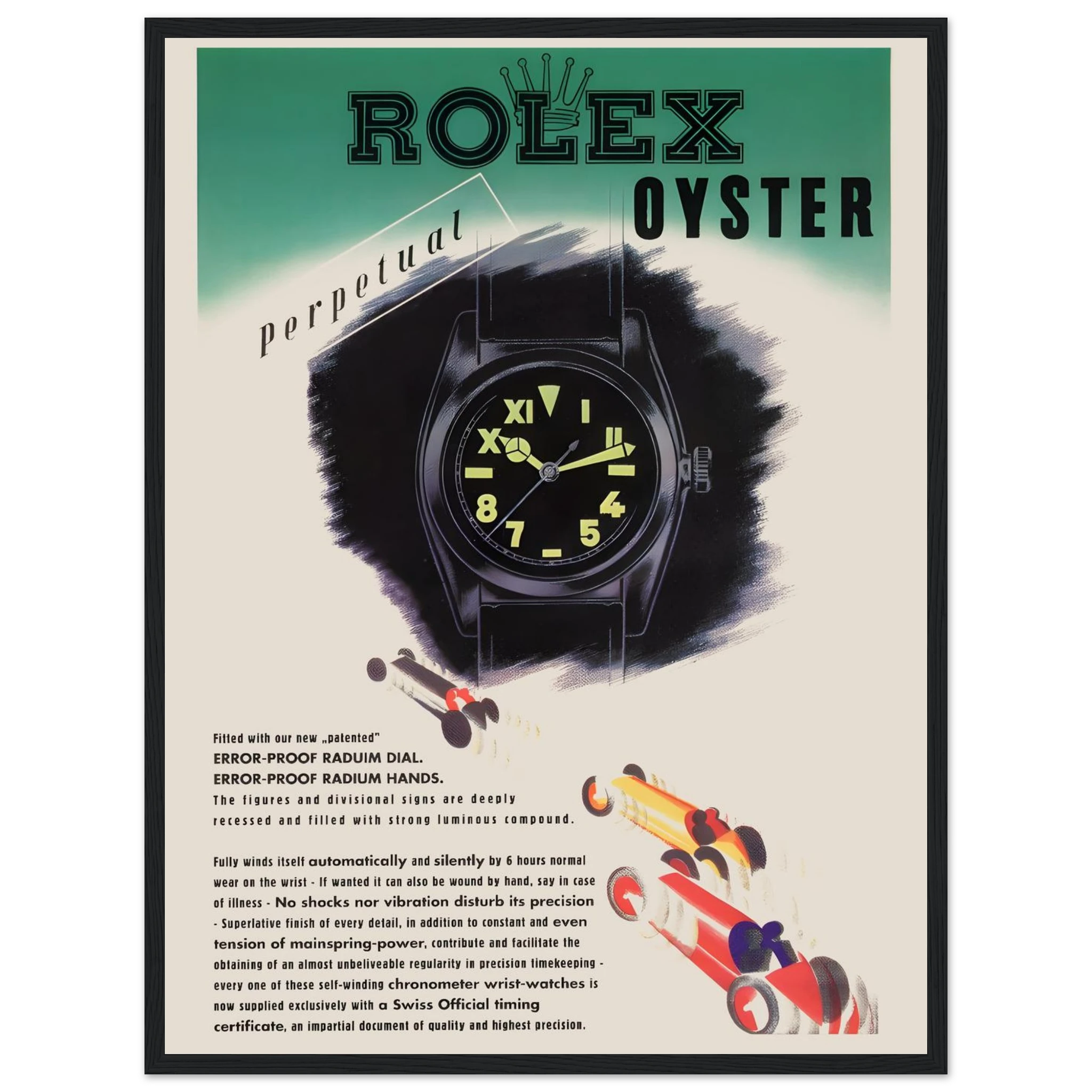 Honor timeless craftsmanship with this Rolex Oyster Perpetual poster, a refined tribute to one of the most iconic Swiss timepieces ever made. Known for its pioneering waterproof design and legendary self-winding movement, the Oyster Perpetual is a true symbol of precision, elegance, and legacy in horology. This vintage-style print is perfect for luxury watch collectors, Rolex enthusiasts, and those with a taste for mechanical excellence. Whether displayed in a home office, boutique, or modern loft, this art