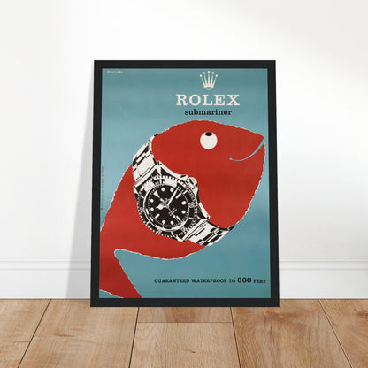 Elevate your space with this Rolex Submariner poster featuring the iconic luxury watch design. Perfect for watch collectors and enthusiasts. Shop now for this timeless piece of Rolex art!