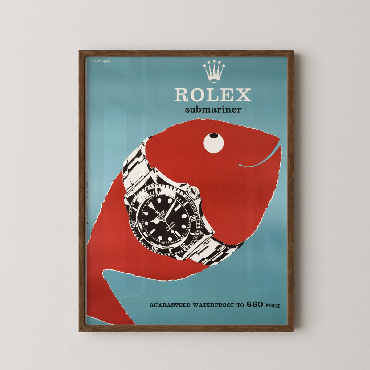 rolex submariner poster – darkwood frame mockup