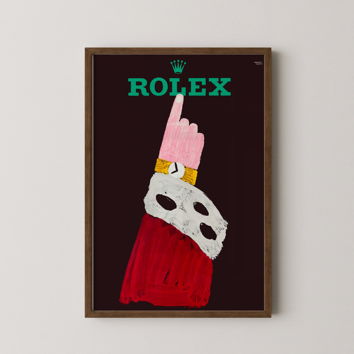 rolex vintage poster – darkwood frame mockup