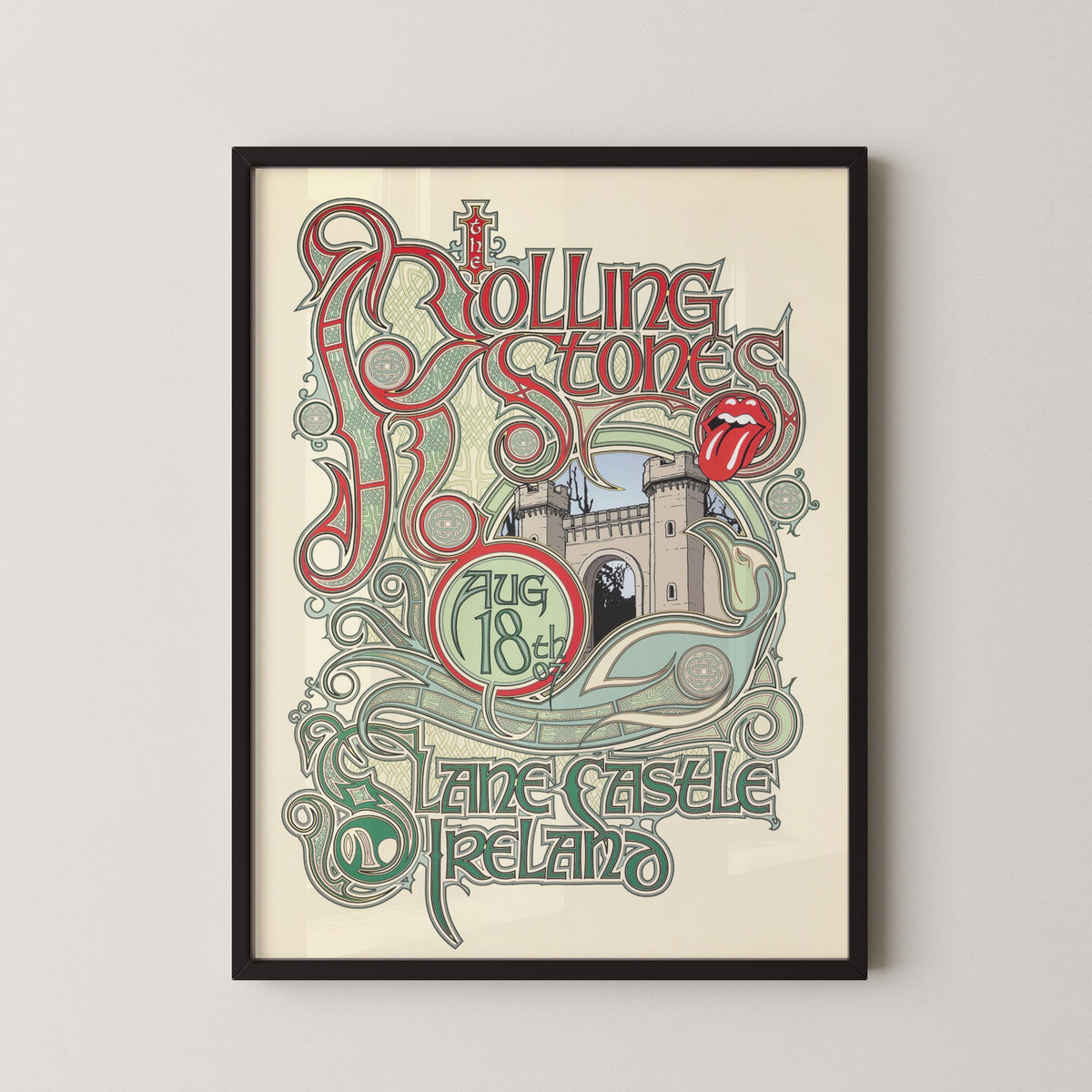 rolling stones ireland concert poster – black frame mockup