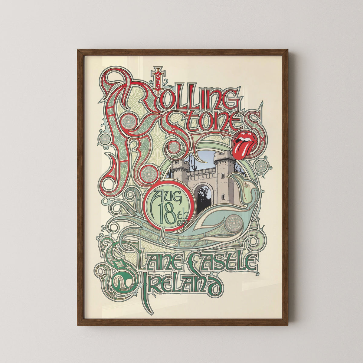 rolling stones ireland concert poster – darkwood frame mockup