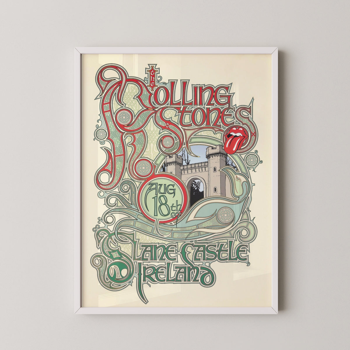 rolling stones ireland concert poster – white frame mockup