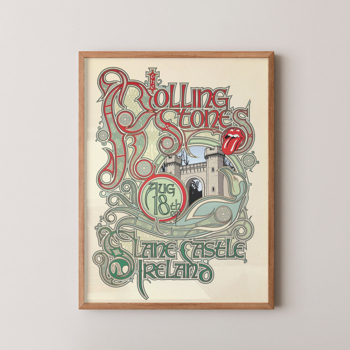 rolling stones ireland concert poster – wood frame mockup