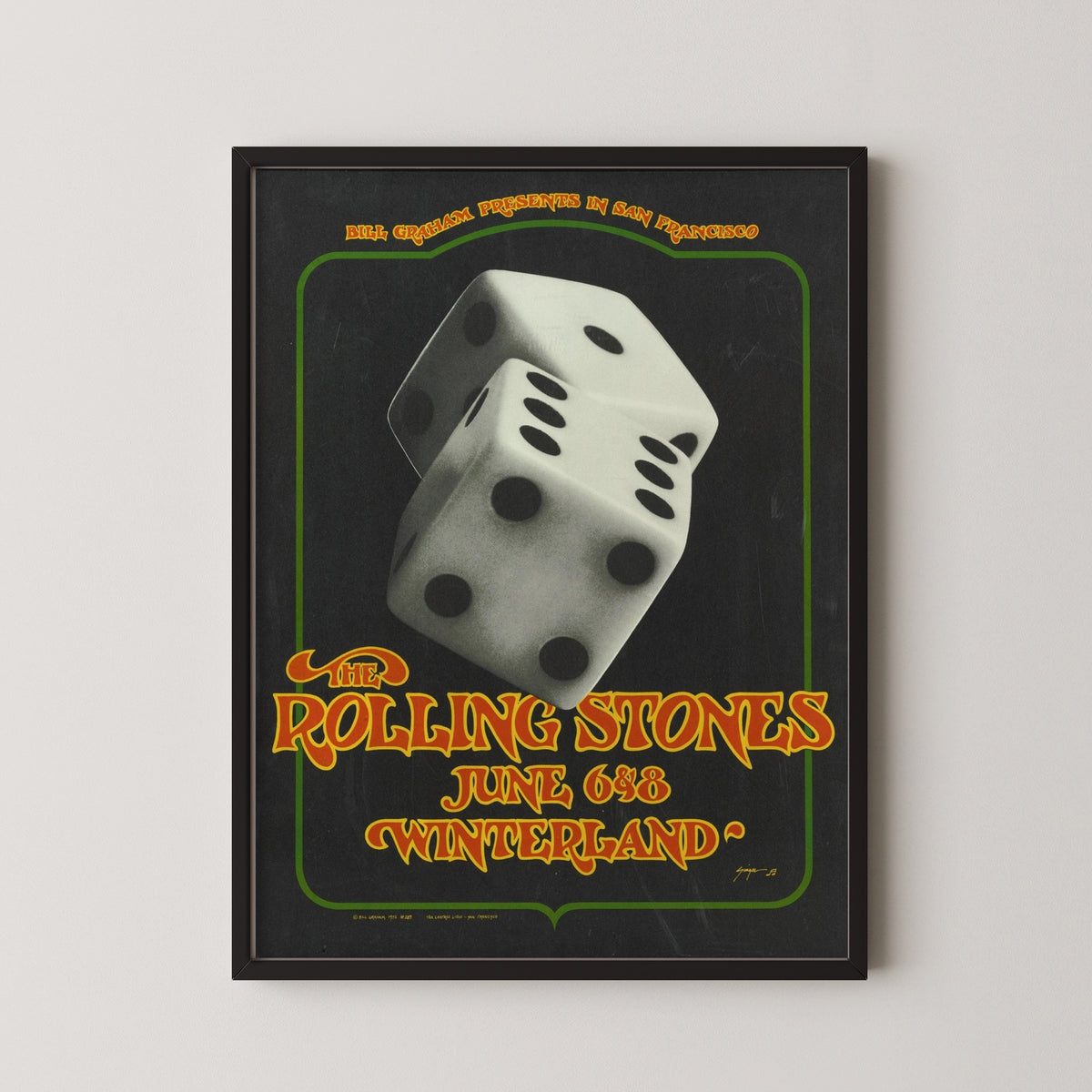 rolling stones san francisco concert poster – black frame mockup