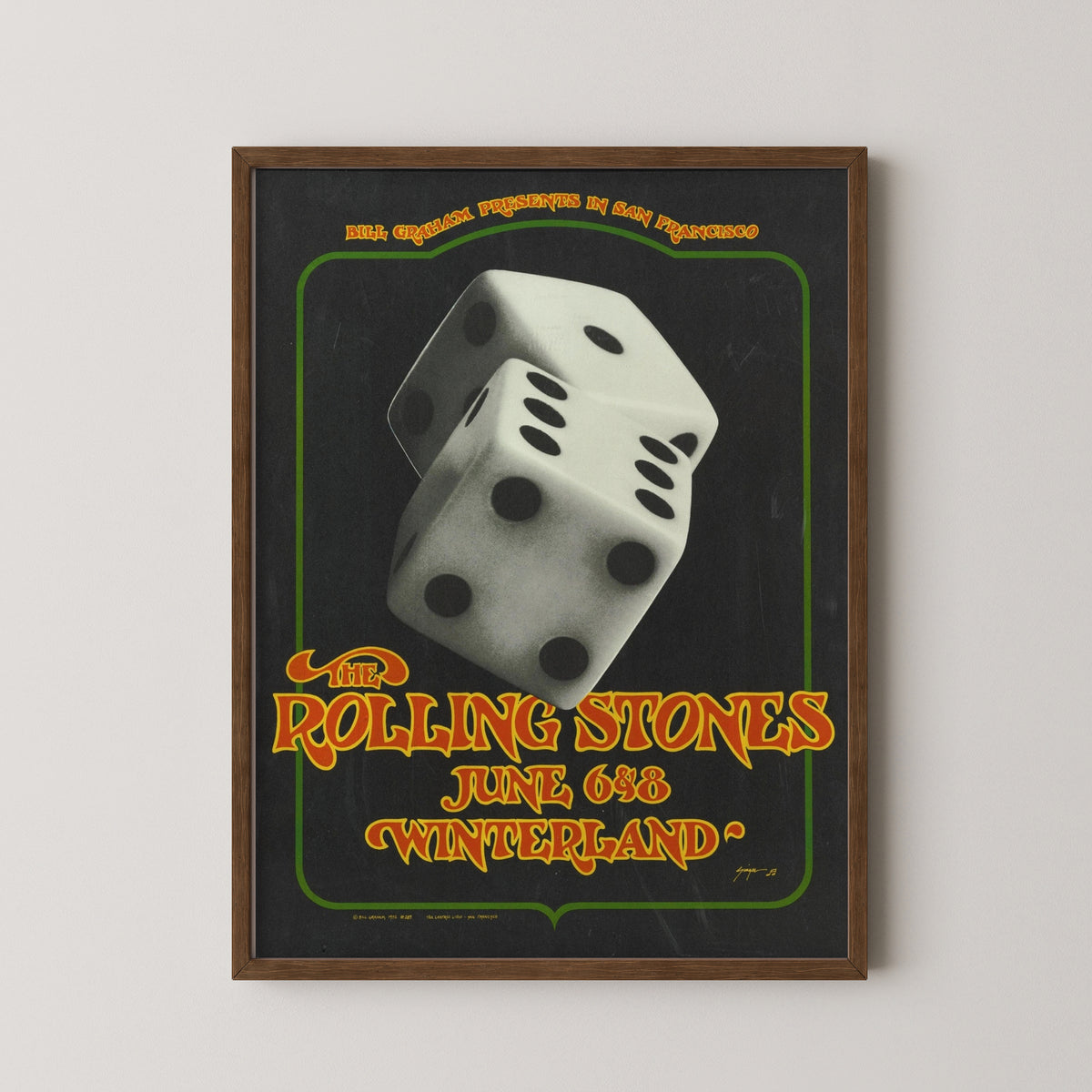 rolling stones san francisco concert poster – darkwood frame mockup