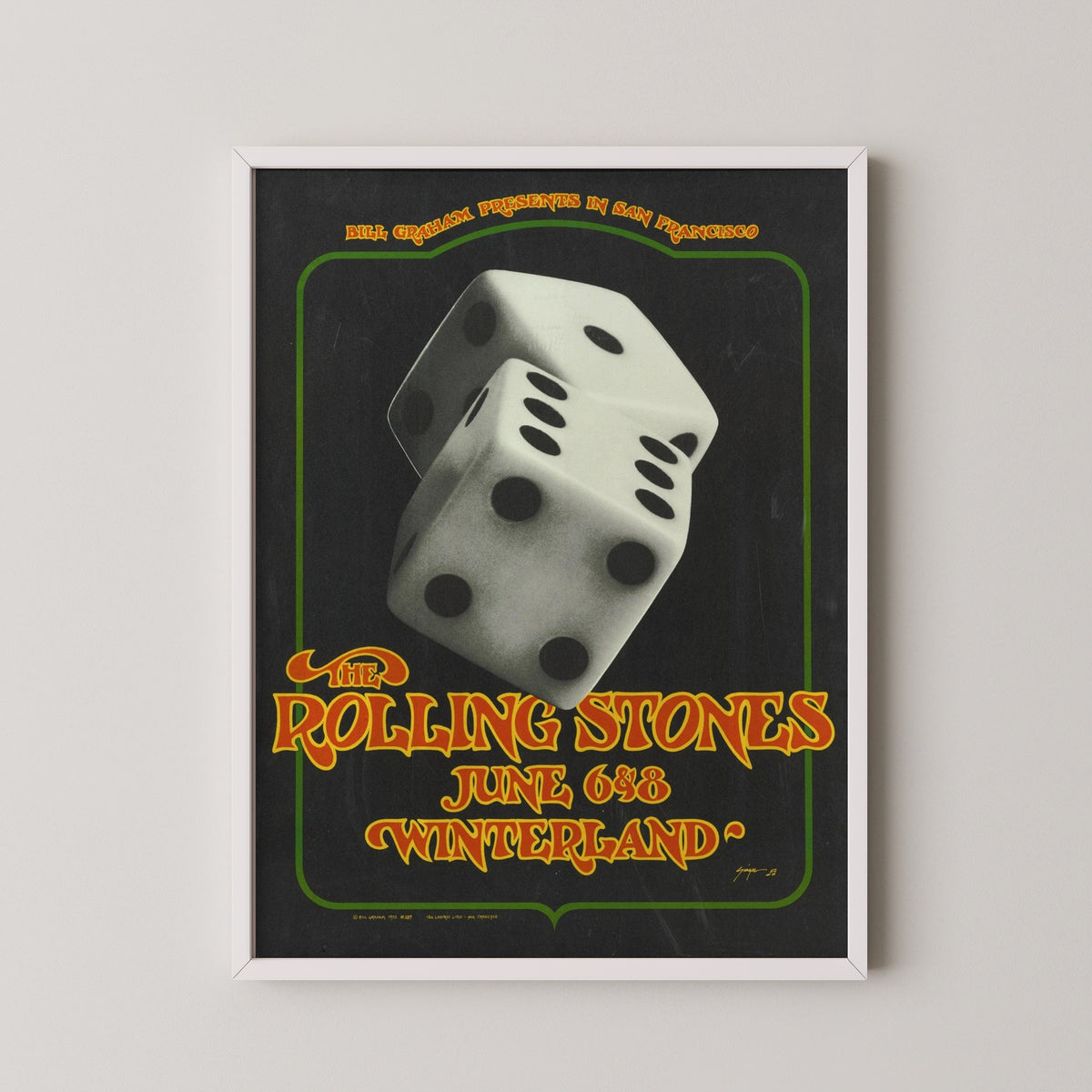 rolling stones san francisco concert poster – white frame mockup