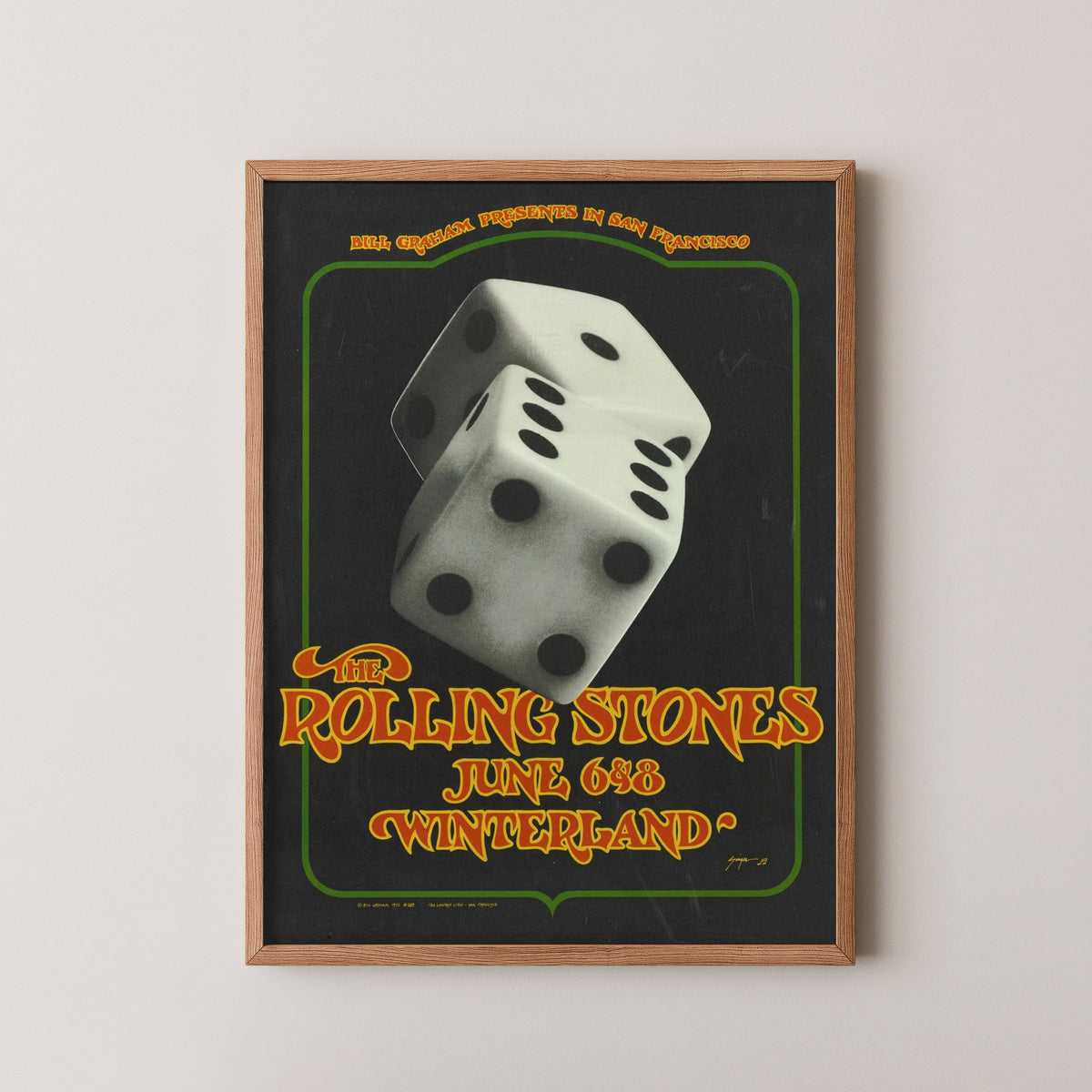 rolling stones san francisco concert poster – wood frame mockup