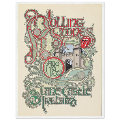 Retro rock music wall art featuring the Rolling Stones Ireland concert illustration