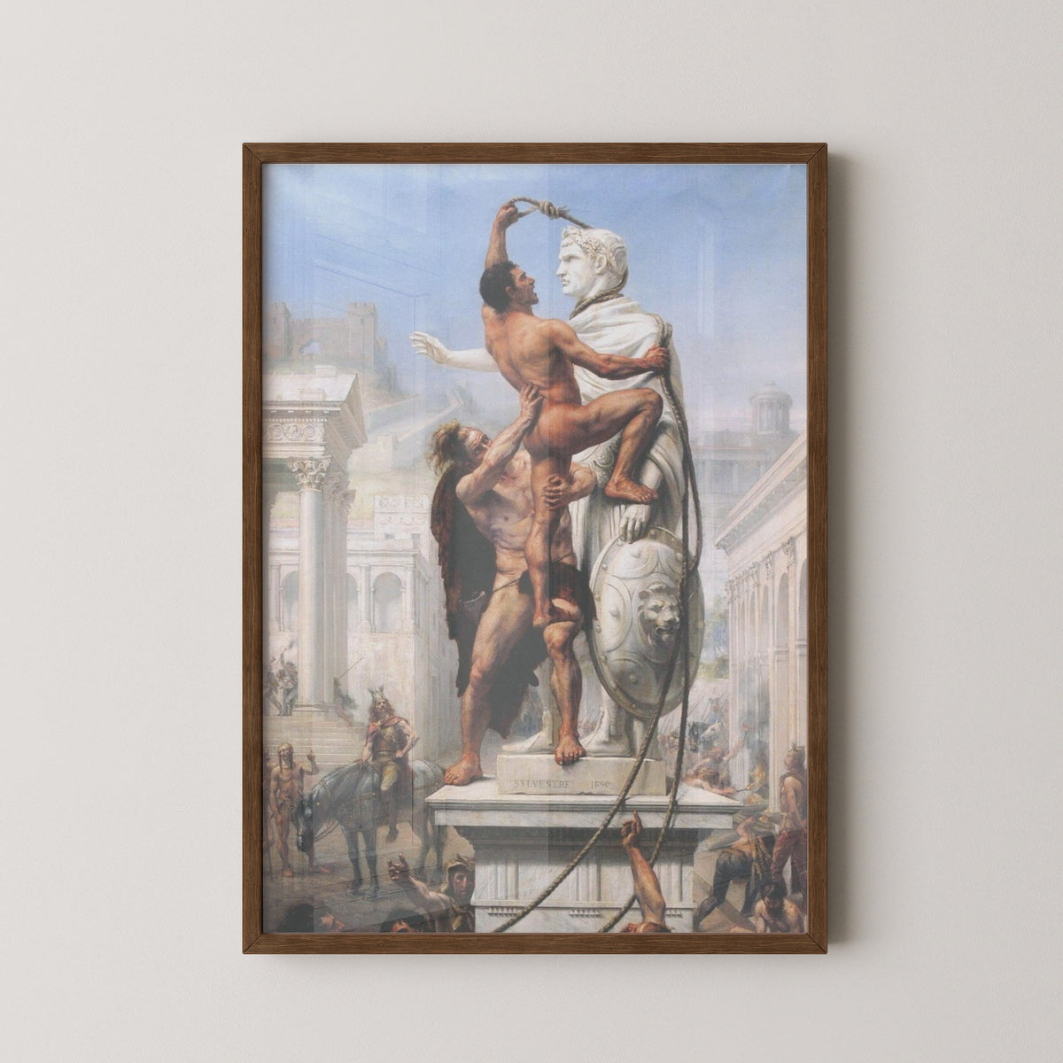 Sack of Rome poster – dark wood frame mockup