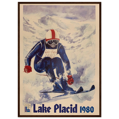 Ski poster print of Salt Lake City, celebrating the golden age of American winter sports with vibrant retro travel art style.