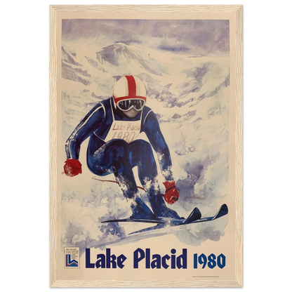 Retro wall art print of Salt Lake winter skiing, featuring 1980s color palettes and iconic ski culture imagery.