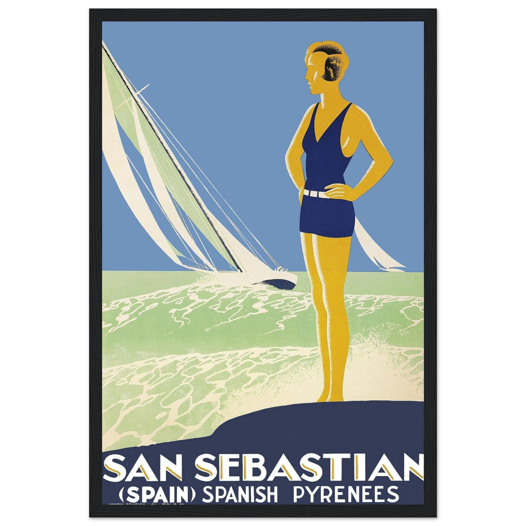 Capture the breezy charm of Spain’s northern coast with this San Sebastián Sea Poster, a vintage-style tribute to the beauty of the Basque seaside. Featuring the iconic La Concha Bay, rolling waves, and coastal serenity, this artwork blends maritime elegance with timeless Spanish travel poster flair. Ideal for fans of European beach destinations, retro nautical decor, or collectors of Spanish coastal art, this piece brings a fresh, airy vibe to any space—whether it's a living room, beach house, or gallery w