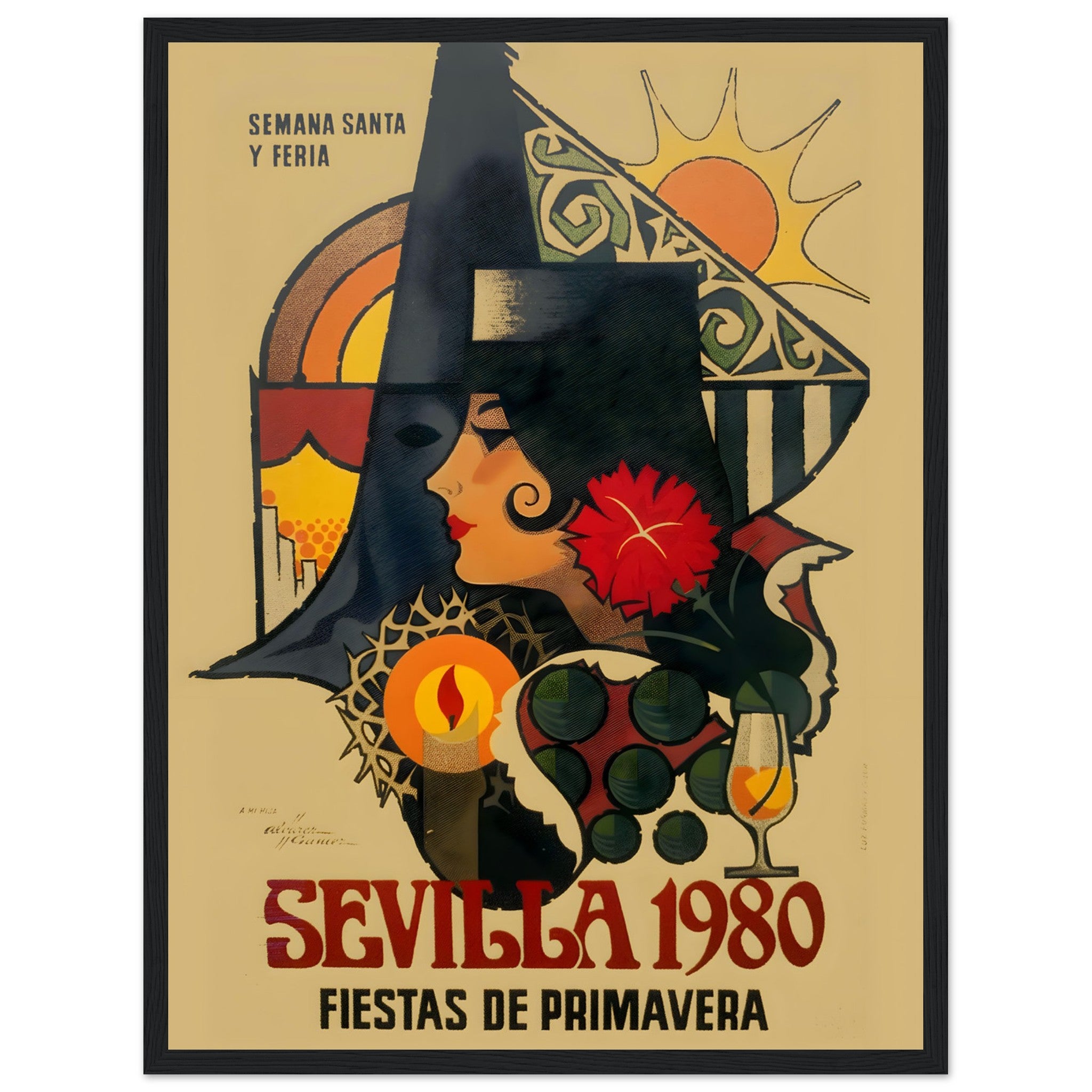 Celebrate Sevilla’s Semana Santa with this stunning 1980 vintage poster. A unique piece of Spanish wall art capturing the heart of this traditional festival. Shop now!