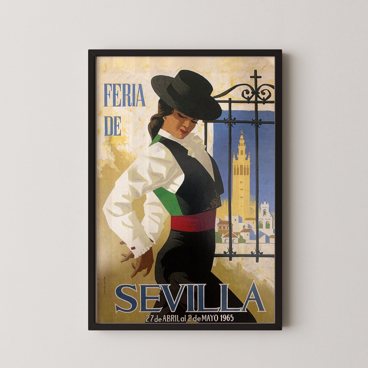 sevilla spain feria poster – black frame mockup