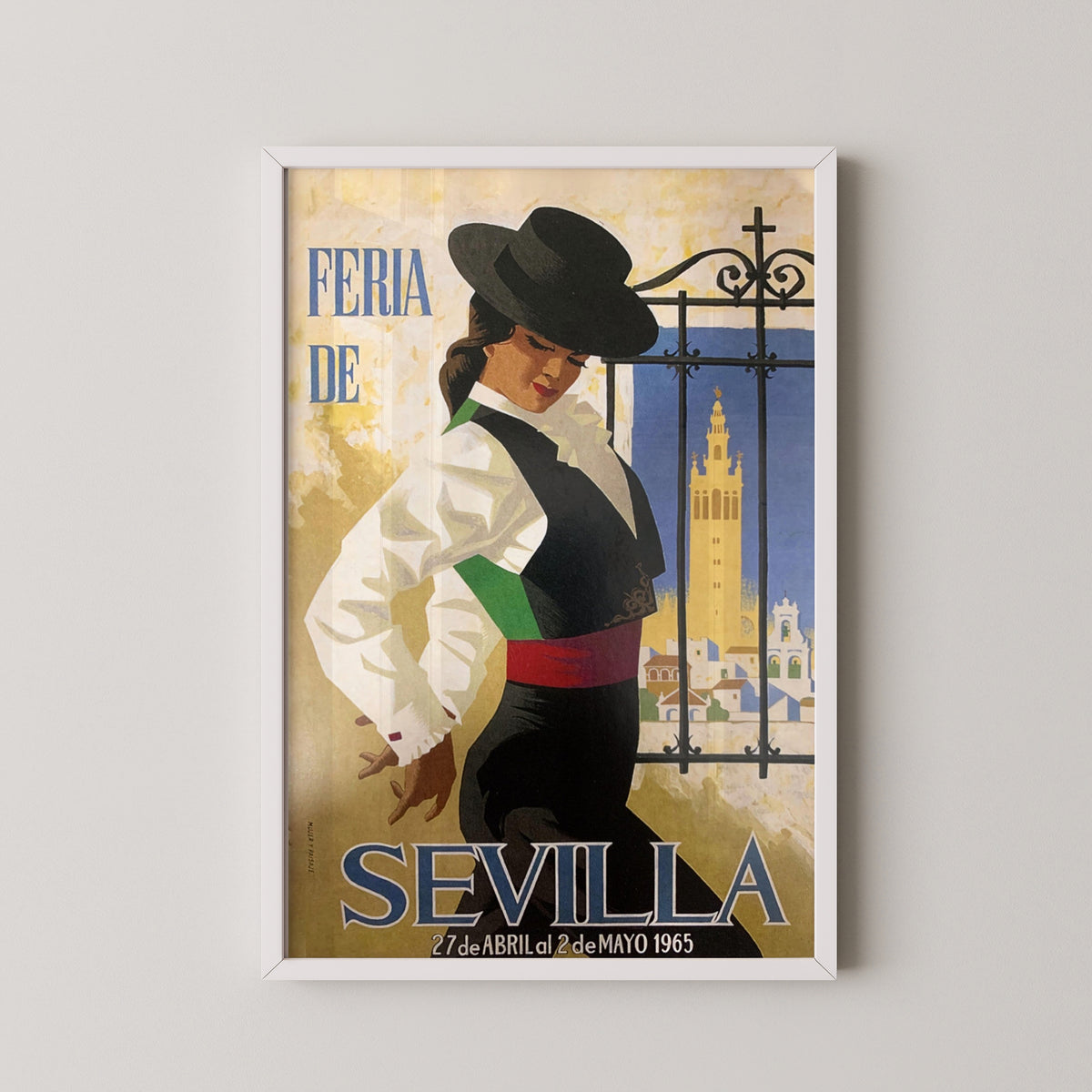 sevilla spain feria poster – white frame mockup